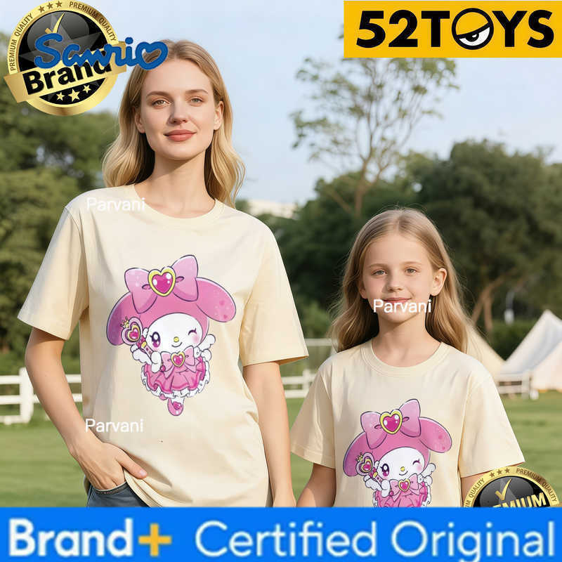 Sanrio 2026 Autumn-Winter Trending My Melody Magical Girl Print 100 Cotton Parent-Child T-Shirts High Quality Loose Casual Fashion H260302