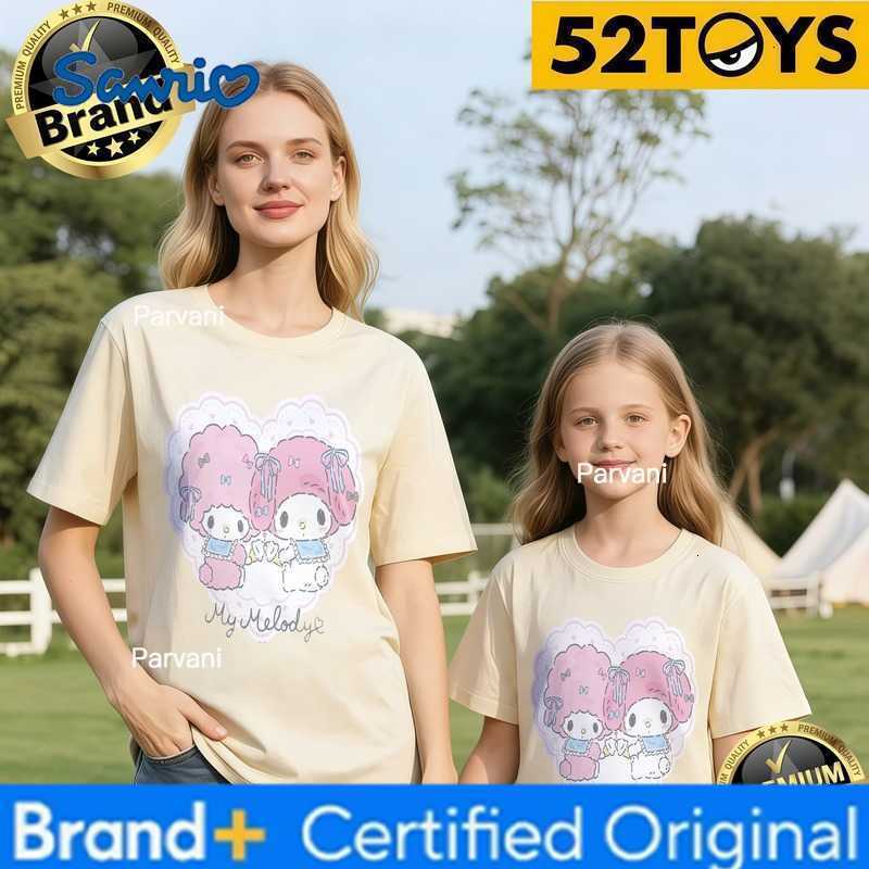 Sanrio 52TOYS Little Twin Stars Heart Print Family T-shirts 2026 Summer 100 Cotton Casual Loose Parent-Child Tees Single Piece3Pcs H260302