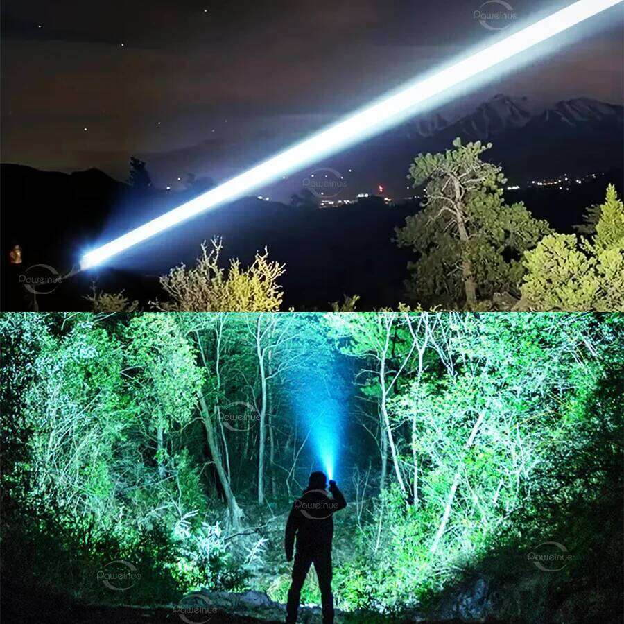 Most Powerful LED Flashlight 15000mAh Rechargeable Flashlights 18650 COB Light Long Range 4000M Tactical Torch Fishing Lantern Z260301