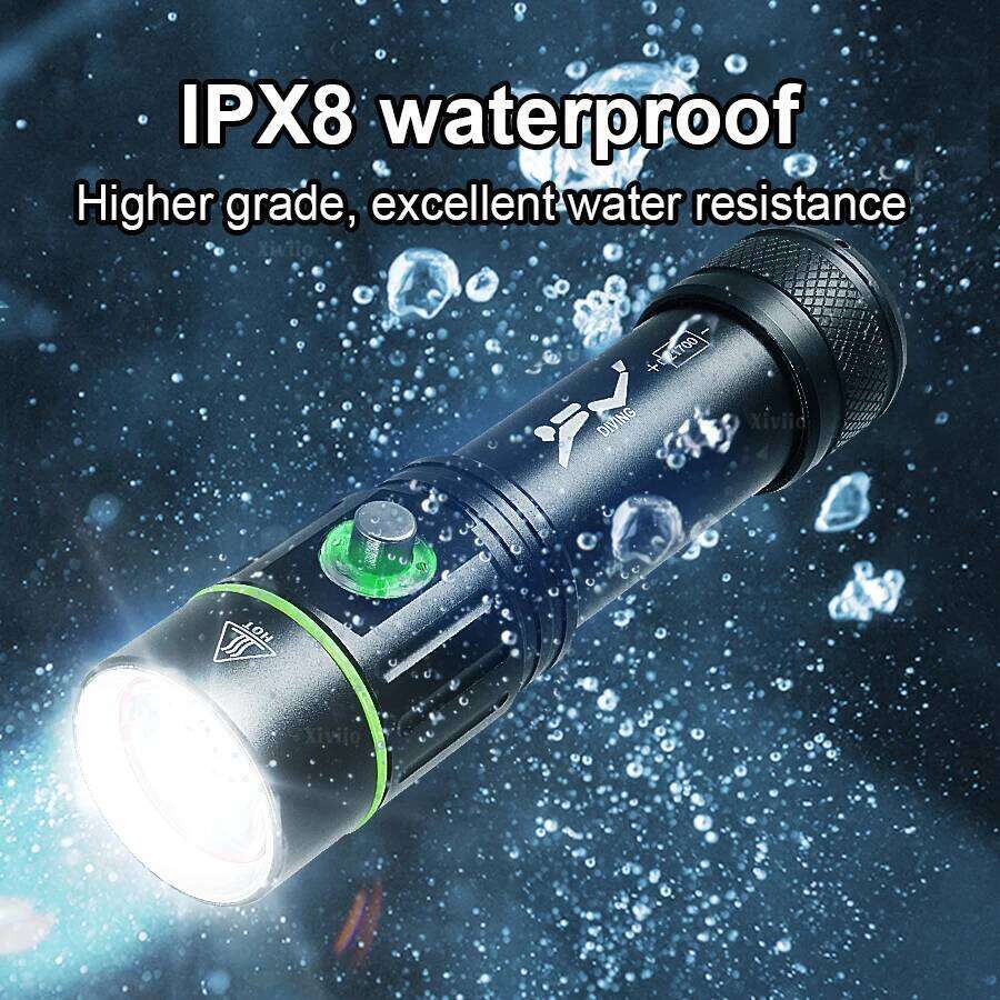 High Power LED Ultra Bright Flashlamp Professional Diving Light IPX8 Waterproof Underwater Torch 4 Modes Fishing Lanter Z260301