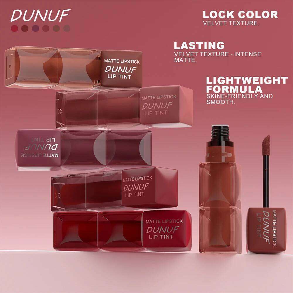 DUNUF 1pcs Liquid Lipstick Velvet Matte Women'S Makeup Long-lasting Waterproof Non-stick Cup Non-fade Lip Gloss H260302