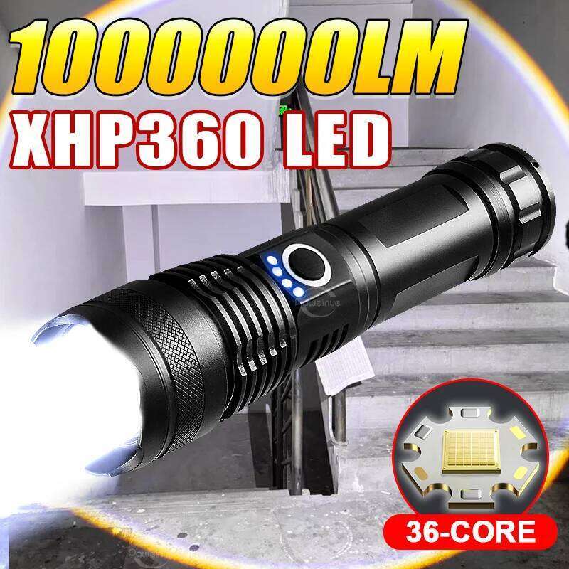 Powerful 36-cell XHP360 LED Flashlights High Power Rechargeable Torch 1000000LM Super Bright Flashlight Hunting Tactical Lantern Z260301