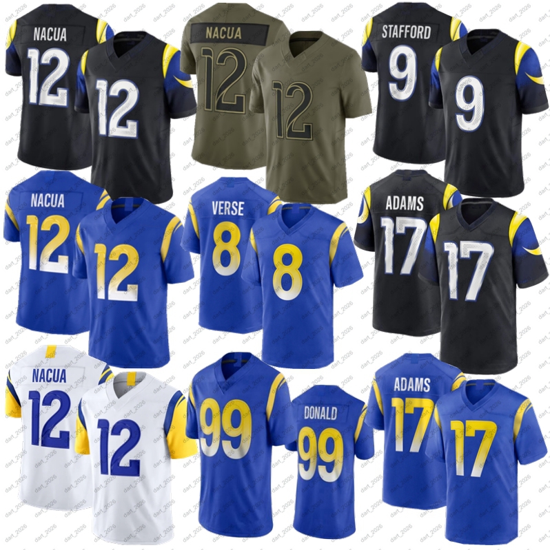 12 Puka Nacua Davante Adams Football Jersey Jared Verse Aaron Donald Matthew Stafford Blake Corum Kyren Williams Warner Eric Dickerson