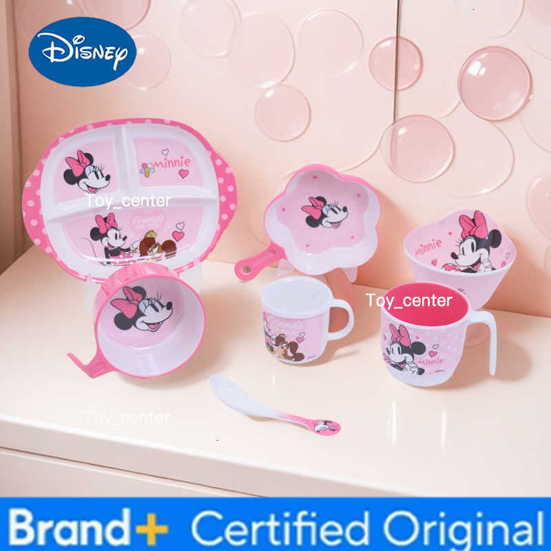 Disney 1pc Cartoon Minnie Mouse melamine tableware platebowlcupspoon Family dinner birthday party durable tableware H260302