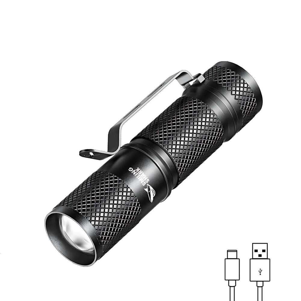 43g Mini Zoomable Flashlight 3 ModesHigh/Low/Strobe IPX4 Waterproof Aluminum Alloy - Pocket Clip for EDC, Camping, Emergency Z260301