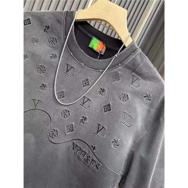 Spring Summer Hot-Selling Round Neck Embroidered Short Sleeve T-Shirt For Men, Light Luxury, High-End Fashion, Versatile Design Trend