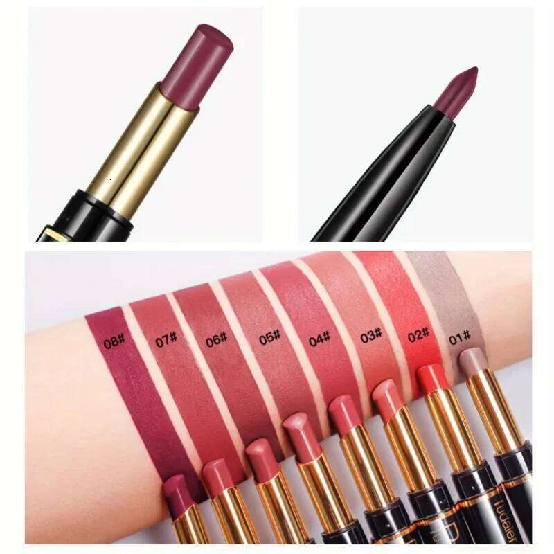1PC Double-ended Lip Liner and Lipstick Pen - Long-lasting, Matte, Nude Easy To Remove Makeup, Holiday Gifts H260302