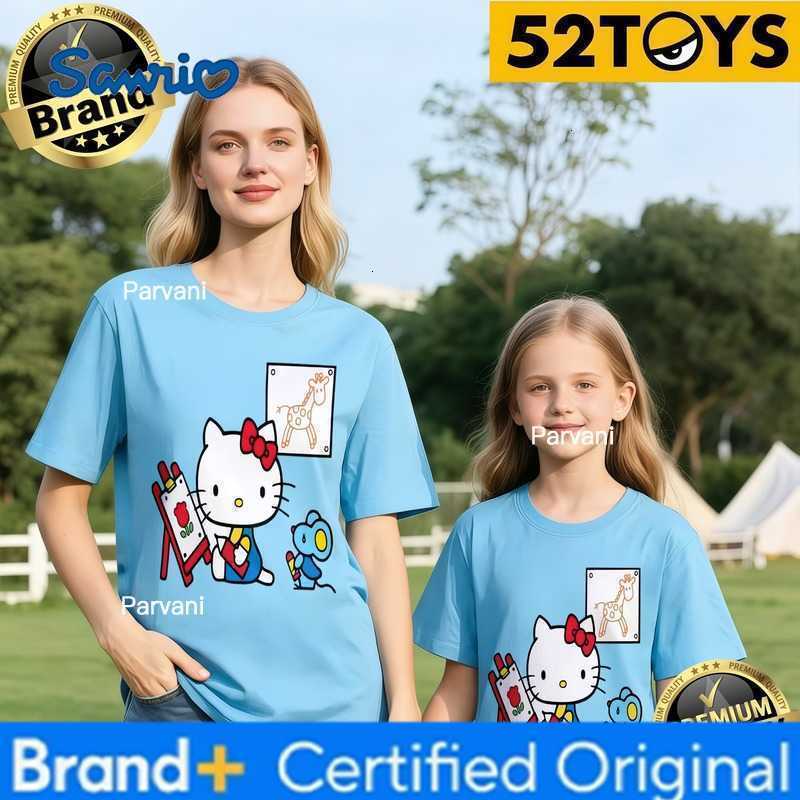 Sanrio 52TOYS Hello Kitty Artist Print Family T-shirts 2026 Summer 100 Cotton Casual Loose Parent-Child Y2k Tees Single Piece3Pcs H260302
