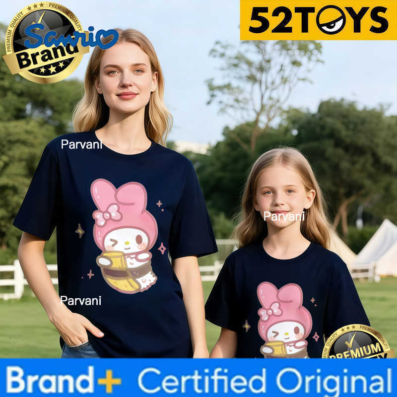 Sanrio 2026 Autumn-Winter Trending My Melody Honey Pot Print 100 Cotton Parent-Child T-Shirts High Quality Loose Casual Clothing H260302
