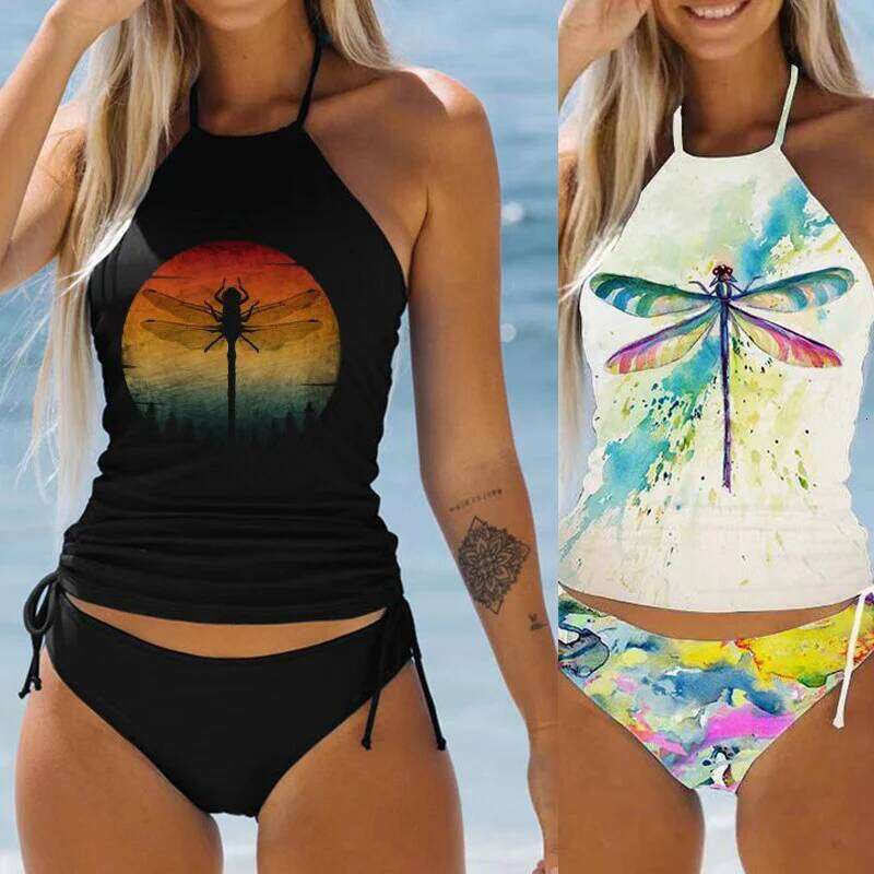 Women's Bathing Suit Coconut Drawstring Side Halter Neck Tankini Set Summer Beach Wear Cute Swimwear Women Swimsuit Sexy Bikini Z260301