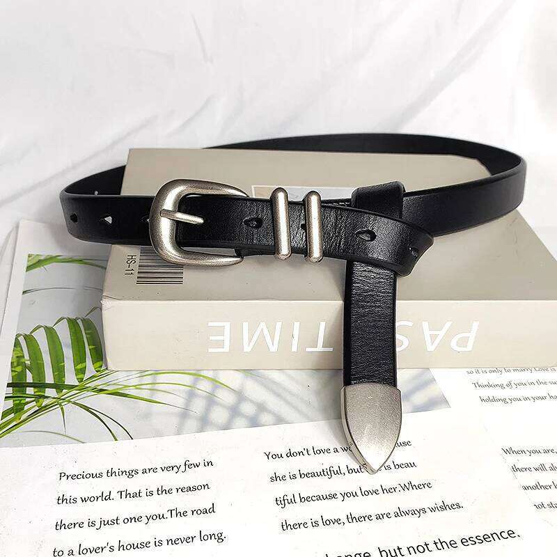 Simple Design Women Full-grain Leather Belts Men Jeans Silver Metal Buckle Ceintures Real Cowskin Adult Unisex Cinto Belt S260228