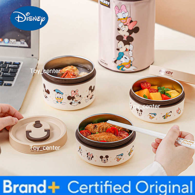 Disney Mickey Pooh Bear Stainless Steel Insulated Lunch Box 3 Piece Set Bento Bag Work Outdoor Picnic Portable with Lid Bowl Tableware H260302