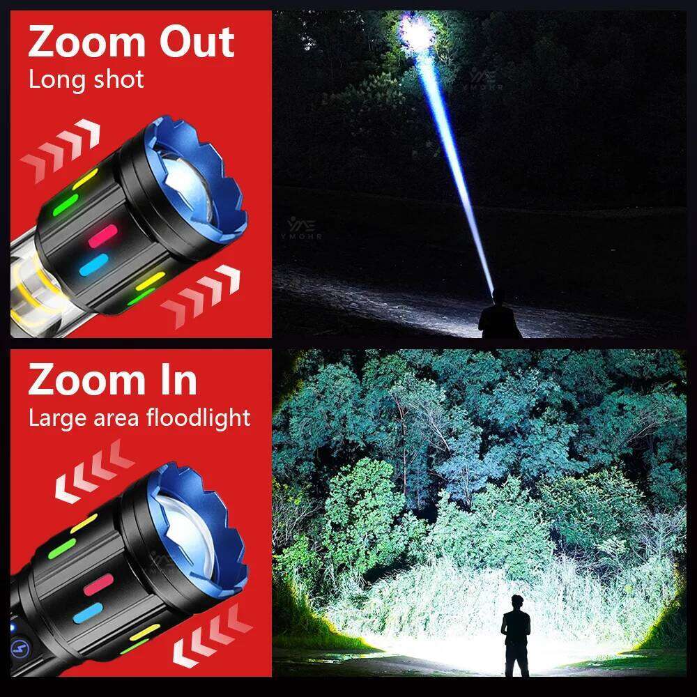 Dual Flashlights High White Laser Rechargeable LED Flashlight Tactical Torch Power Bank Outdoor Camping Hiking Light Z260301