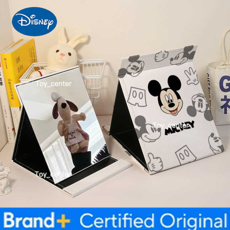 Disney Mickey Mirror Portable Minnie Mouse Folding Vanity Mirror Anime Women School Office Cartoon Girls Desktop Makeup Tools H260302