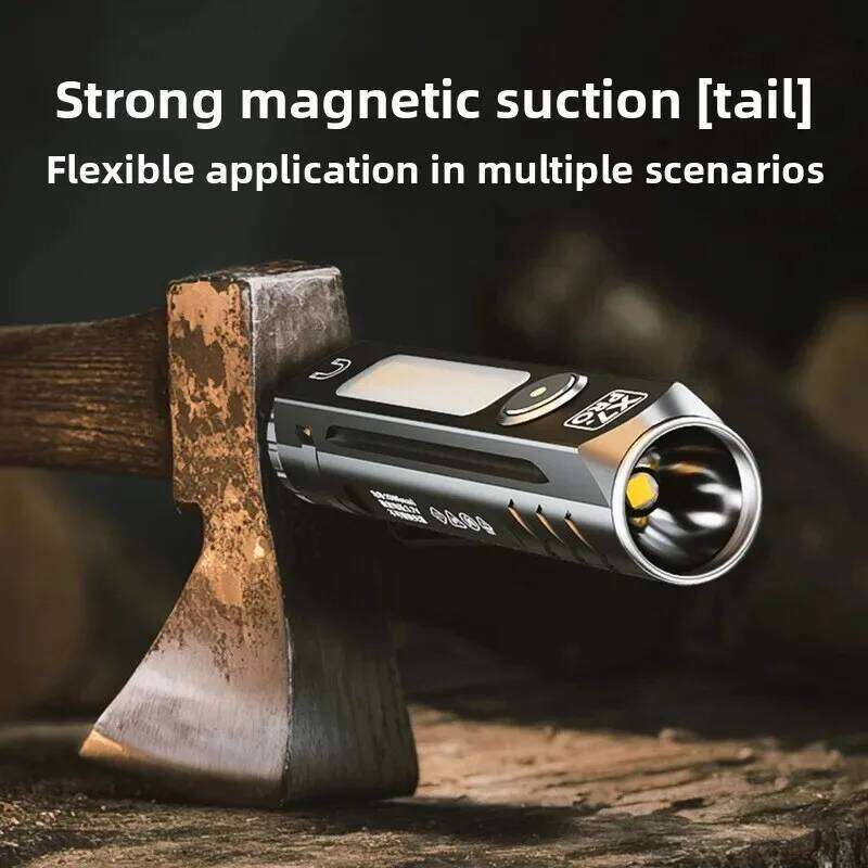 Portable High Brightness Flashlight COB Work Metal Clamp Bottom Magnetic Type-C Charging Emergency Light for Camping Z260301