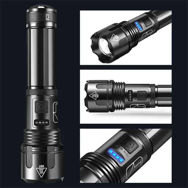 XHP160 High Power Led Flashlight Super Powerful Waterproof Tactical Torch USB Rechargeable Lights Camping Fishing Emergency Lamp Z260301