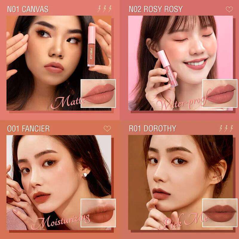 PINKFLASH Wholesale Matte Lipstick Soft Red Nude Pink Melting Cream Waterproof Makeup Lipgloss Not Fade Mud Lip Tint H260302