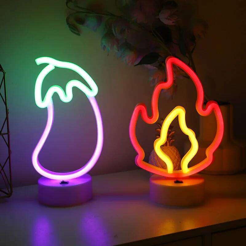 Flame Sign Neon Light LED Fire Flaming Logo Modeling eggplant Lamp Decor Barbecue restaurant Shop Room Wall Table Bar Club Party 26H0302