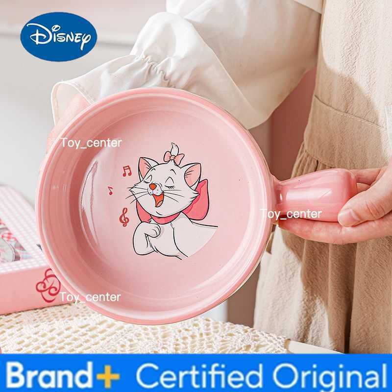 Disney cute cartoon marie cat ceramic rice bowl water cup plate household tableware set pink girl one-person food set soup bowl H260302