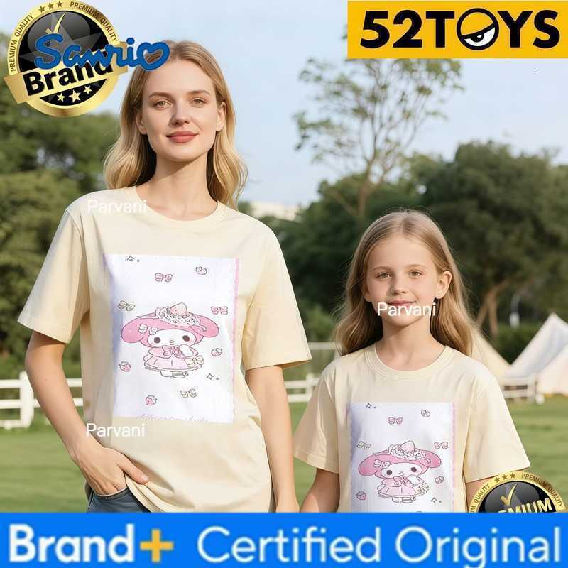 Sanrio 52TOYS My Melody Bow Print Family T-shirts 2026 Summer 100 Cotton Casual Loose Parent-Child Y2k Tees Single Piece3Pcs H260302