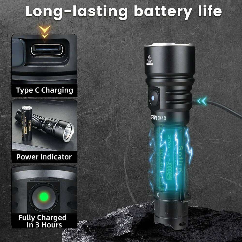 Sofirn SK40 SFT70 LED 3200lm Tactical Flashlight 21700 Rechargeable Powerful Torch 580M Long-Range With Spotlight Z260301