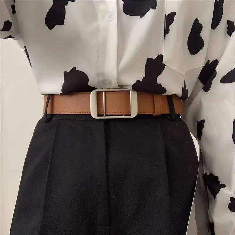 Unisex Free Size PU Leather For Women No-Hole Buckle Luxury Designer Jeans Waist Belt Men Fashion Non-Porous Soft Waistband S260228