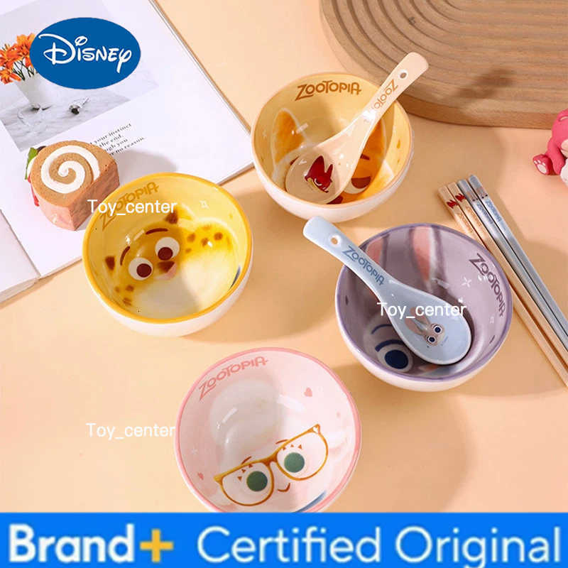 Disney New Zootopia Ceramic Rice Bowl Set Judy Hopps Nick Wilde Mayor Bellwether Clawhauser Under Glaze Color Cute Cartoon Gift H260302