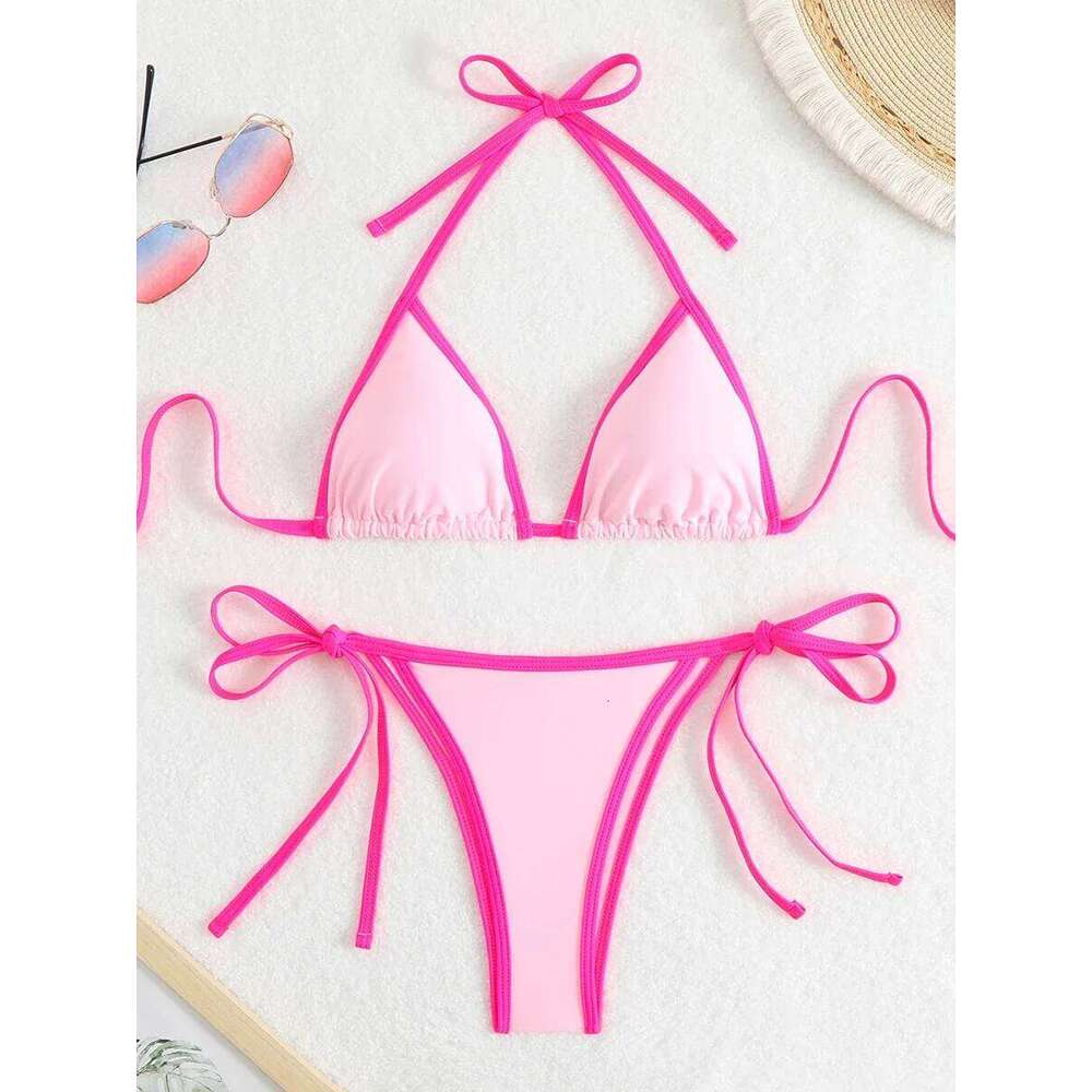 2025 Triangle Halter Bikini Sexy Brazilian Swimsuit Women String Swimwear Female Bathers Bathing Swimming Swim Suit Beachwear Z260301