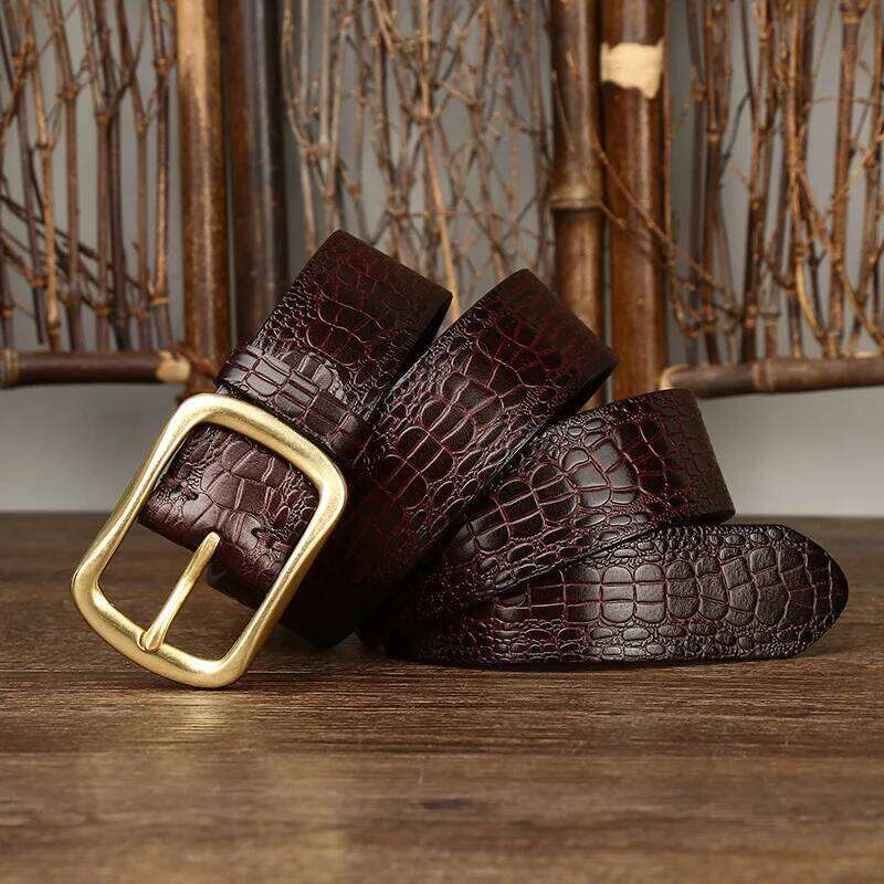 3.8CM Pure Cowhide High Quality Genuine Leather Belts for Men Brand Strap Male Brass Buckle Estampado Retro Jeans Cowboy Cintos S260228