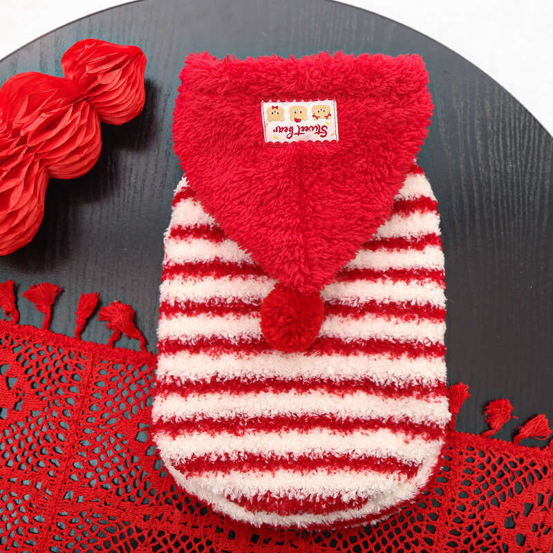 Famous brand New Year s red striped little hat hairless plush pet clothing dogs cats autumn winter apparel for British Shorthair and Ragdoll pupakaIK