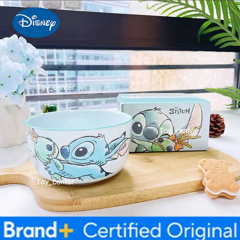 Disney Stitch Tableware Sets High Value Household Cartoon Ceramic Rice Bowl Spoon Chopsticks Meal Bowl Cute Gift for Children H260302