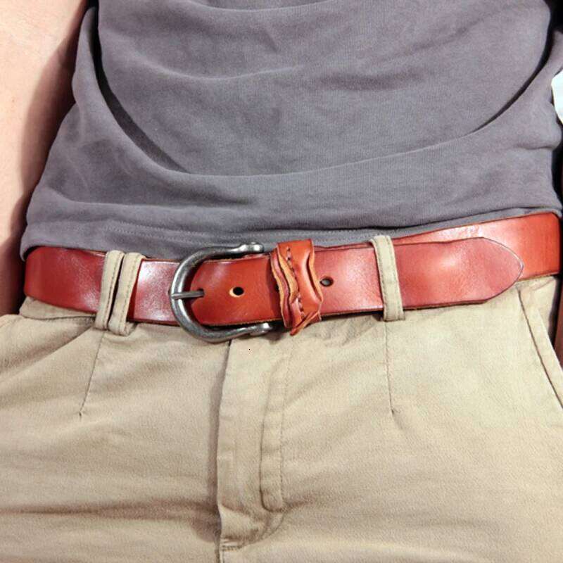 Factory direct sales Top Cowhide Classic alloy Horsebit Luxury Casual Jeans Distressed Pin Buckle Wild Army Green Men's Belt S260228