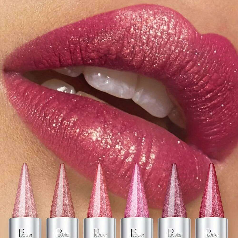 Pearlescent Shiny Lipstick Waterproof, 24H Long Lasting Sparkle Color, Smooth Lightweight Daily Lip Makeup H260302