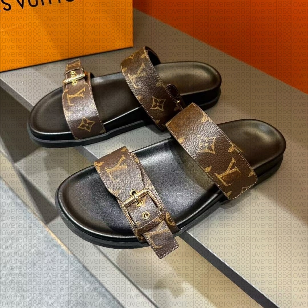 Designer Pillow Sliders Women Men Sandals slippers Flat Comfort Mules Leather Slides Classic Prints Embossed Summer Sandal Black Cow vintage sandals Shoe 35-45