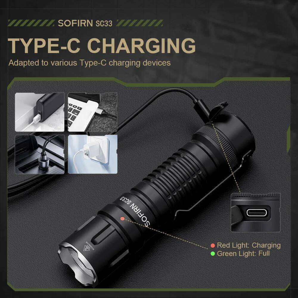 Sofirn SC33 LED Tactical Flashlight XHP70.3 HI 5200lm Powerful 21700 Type C Rechargeable Torch E-switch Outdoor Light Z260301