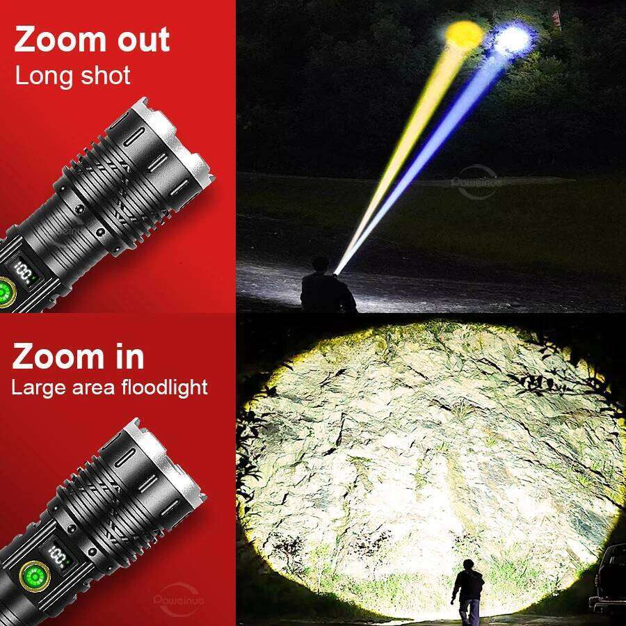 870000000LM Most Powerful LED Flashlights Dual Source Rechargeable Torch Yellow And White Light For Hunting Camping Z260301