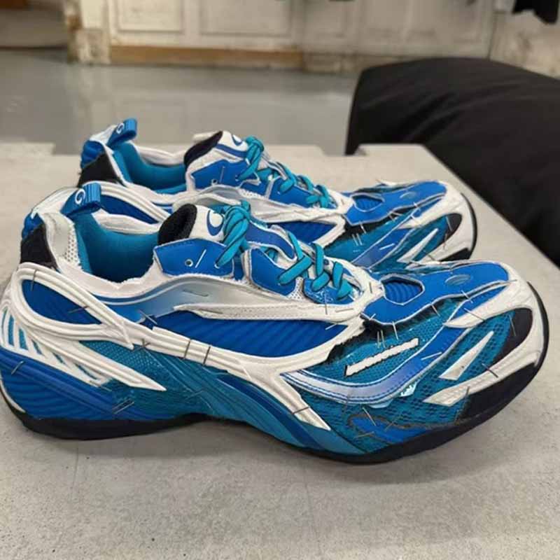 Designer Worn out effect Soleless Sports Shoes High Quality Distressed Sneakers Fashion Thick Bottom Dad Shoes Raw edge visible stitching upper Men Soleless Shoes