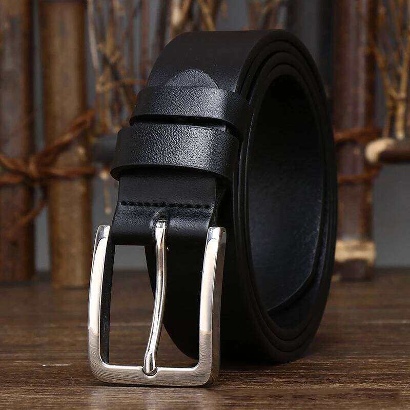 3.3CM Pure Cowhide Genuine Leather for Men's High Quality Jeans Pin Buckle Business Belts Cowboy Waistband Male Fashion Designer S260228