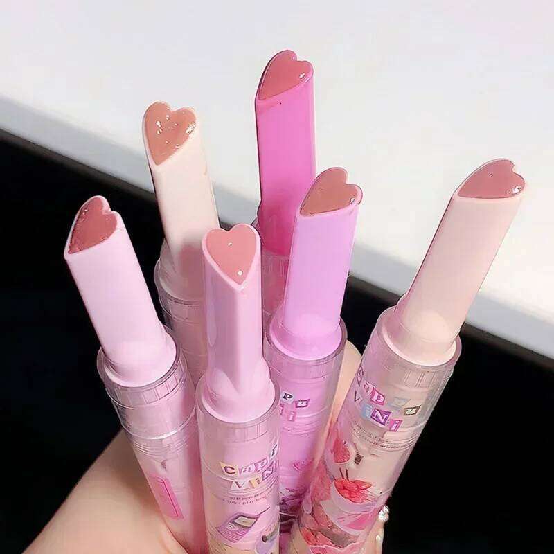 Jelly Mirror Makeup Love Shape Waterproof Non-stick Cup Solid Lip Gloss Clear Long Lasting Moisturizing Lipstick Pen H260302