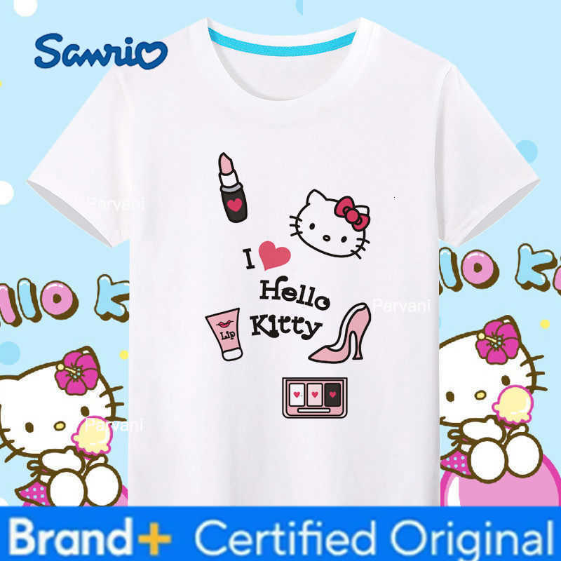 Sanrio HelloKitty Childrens Summer Pure Cotton Short Sleeved Printed T-shirt Parent Child Round Neck Comfortable Base Shirt H260302