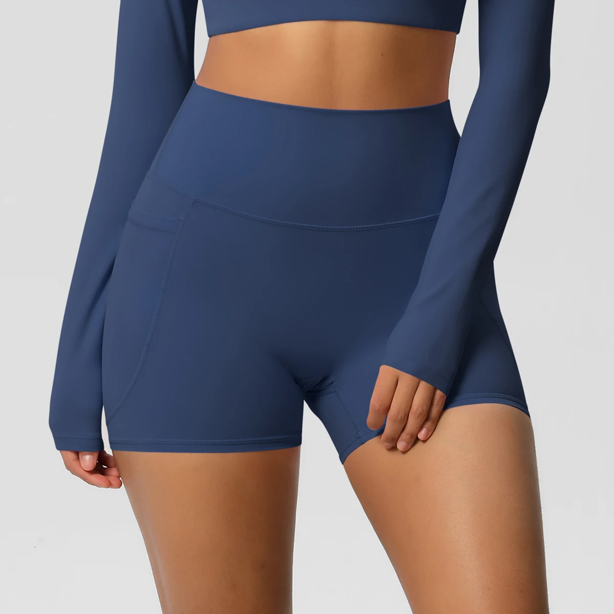 Women Sports Short With PocketedYoga Legging Shorts Squat Proof High Waist Fitness Tight Quick Drying Cycling Workout Gym 260302 - view 3