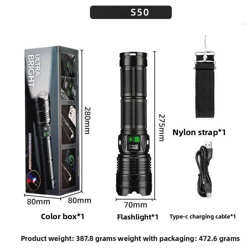 High-Intensity Ultra-Bright Flashlight: Long-Range, Multi-Function, Rechargeable, Durable, LED Light, High Lumen Outpul Z260301
