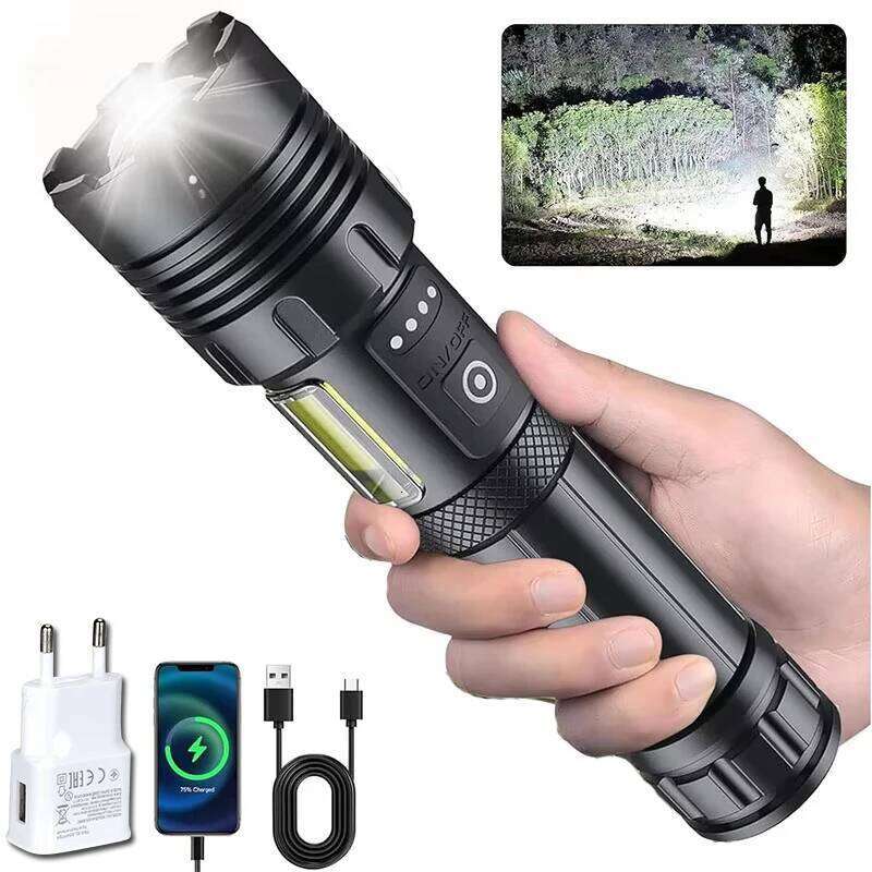 Super Powerful Led Flashlights High Power Type C Rechargeable Torch Light Built-in Battery For Fishing Hunting Camping Lantern Z260301