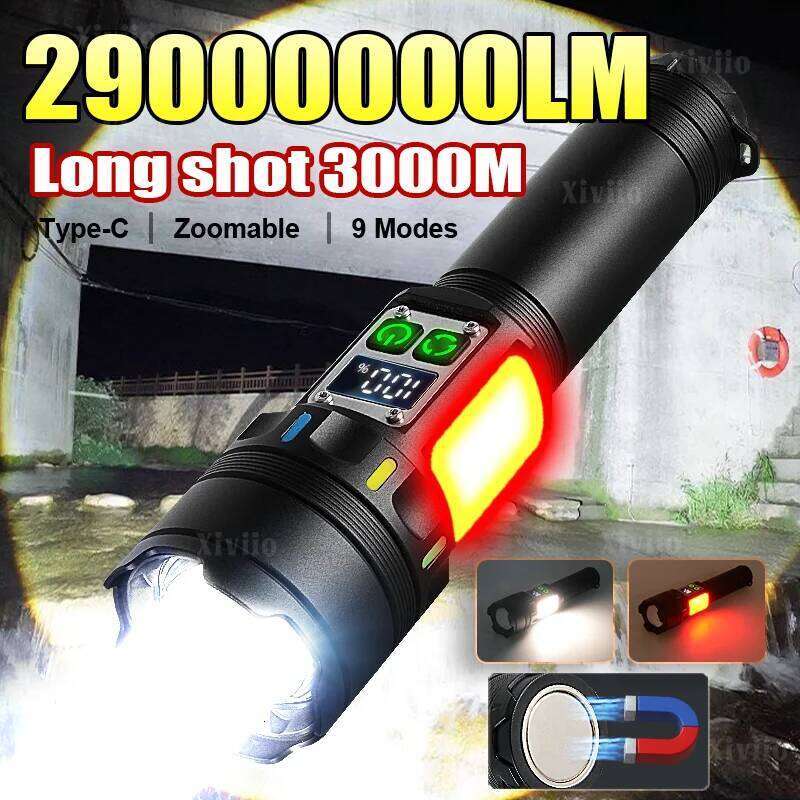 2025 Super Bright Led 2900000LM High Power Torch 5000mAh Rechargeable LED Flashlight Long Shot Hunting Camping Light Z260301