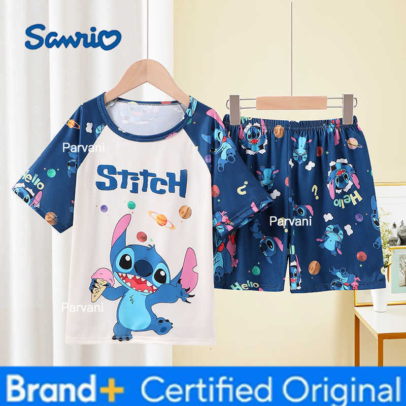 Sanrio Girls Pajamas Sets Cute Cartoon Short Sleeve Kids Pyjama Snow White Princess Elsa Mickey Mouse Print Summer Pijama H260302
