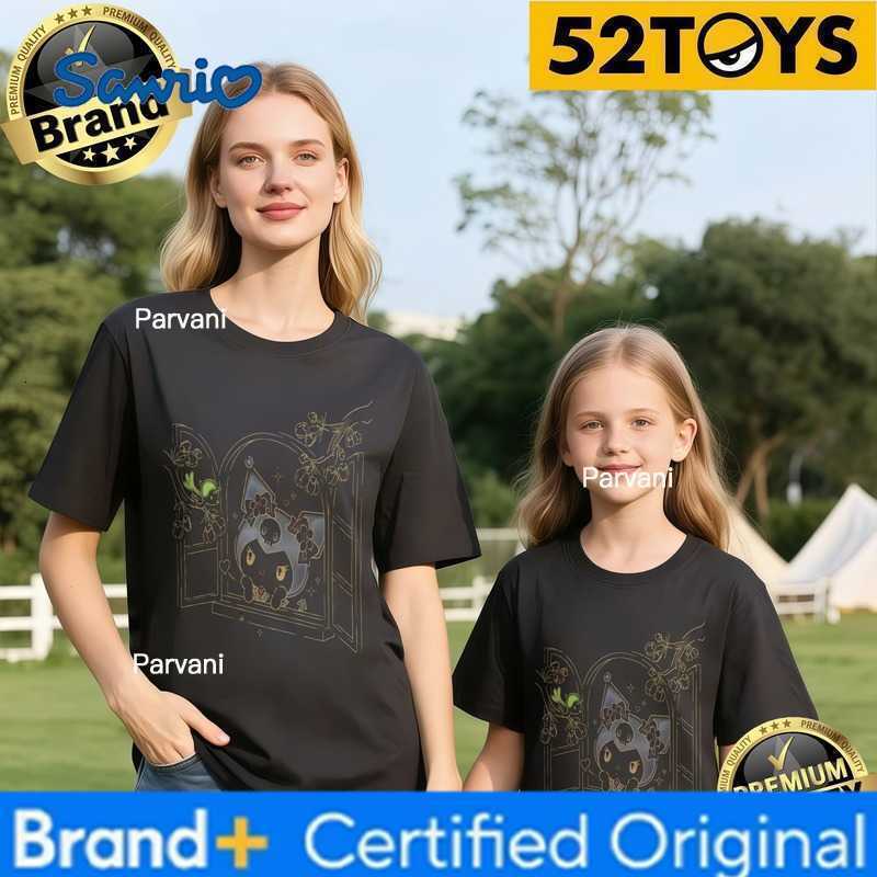 Sanrio 52TOYS Kuromi Window Print Family T-shirts 2026 Summer 100 Cotton Casual Loose Parent-Child Y2k Tees Single Piece3Pcs H260302