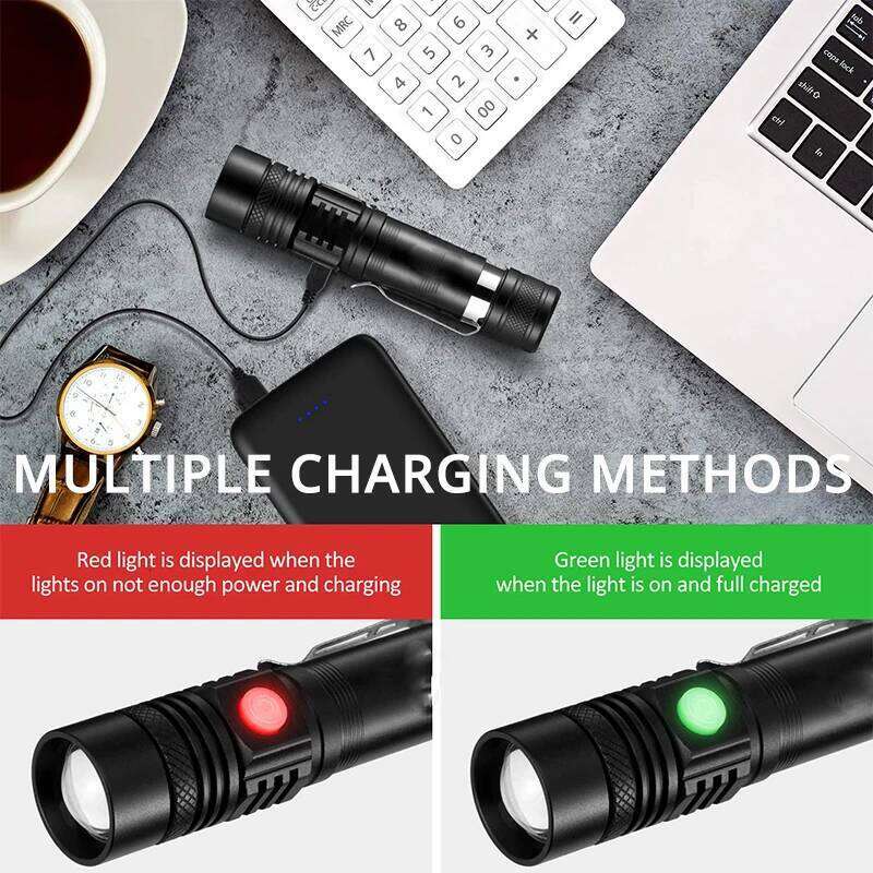 ZK40 Ultra Bright Flashlight LED lamp beads Waterproof Torch Zoomable 4 lighting modes Multi-function USB charging Z260301