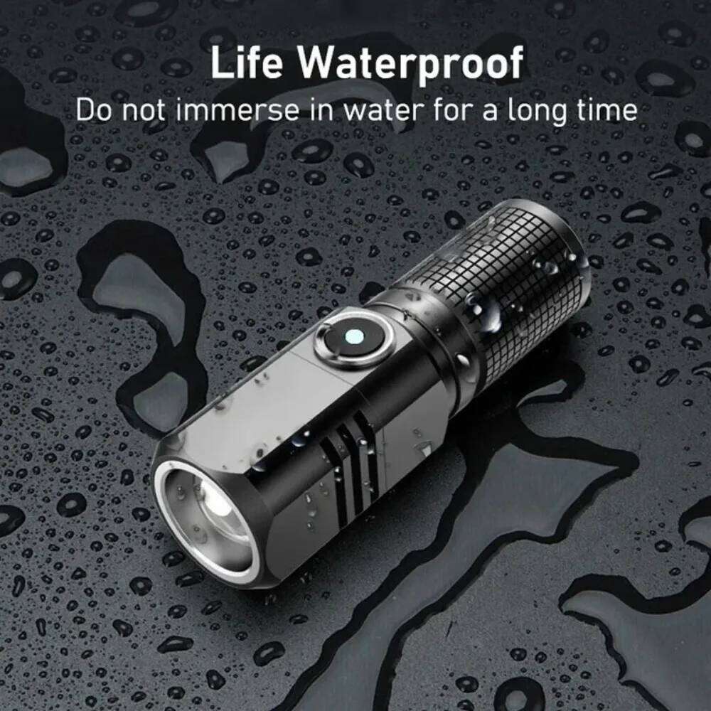 Super Bright XHP50 Mini LED USB Rechargeable Zoom Aluminum Alloy Tactical Flashlight for Outdoor Camping Fishing Z260301
