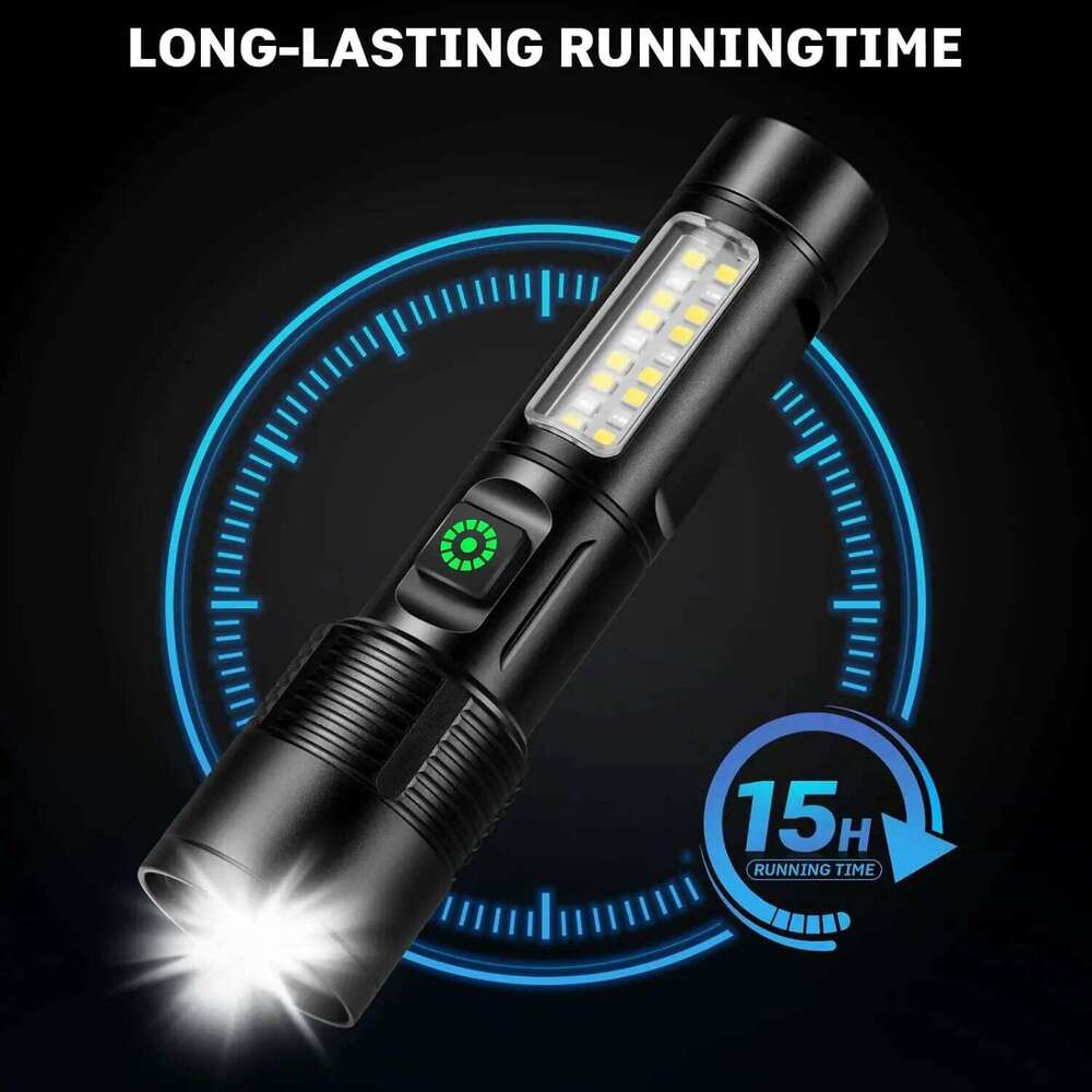 Rechargeable Flashlights 2 Pack, 99,000lm Super Bright LED, 6 Modes Adjustable, Powerful Handheld for Camping Home Z260301