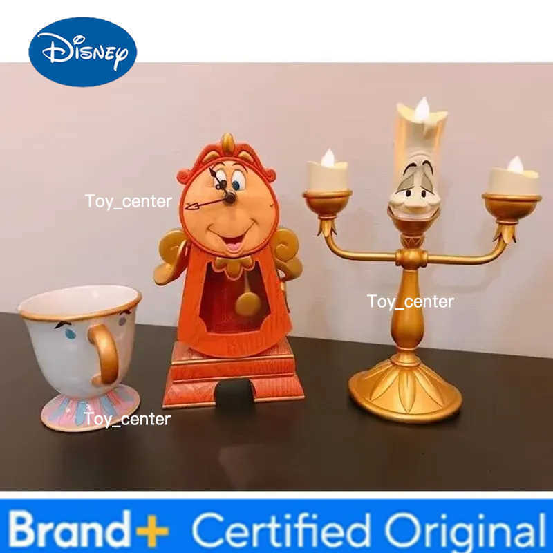 Disney New Beauty And The Beast Action Figures Cogsworth Mr Clock Lumiere Candle Lamp Statue Figure Home Decoration Model Gift H260302